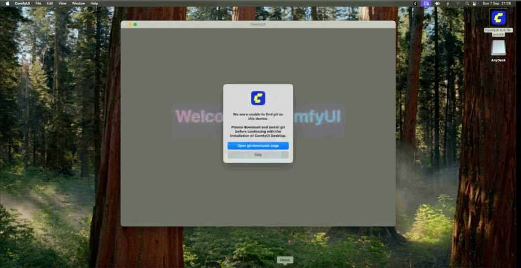 Screen 04: ComfyUI requests to install Git