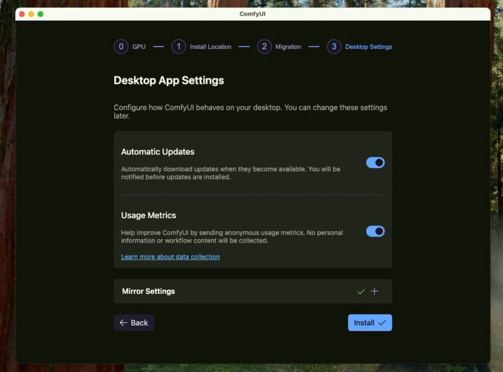 Screen 11: Desktop Application Settings